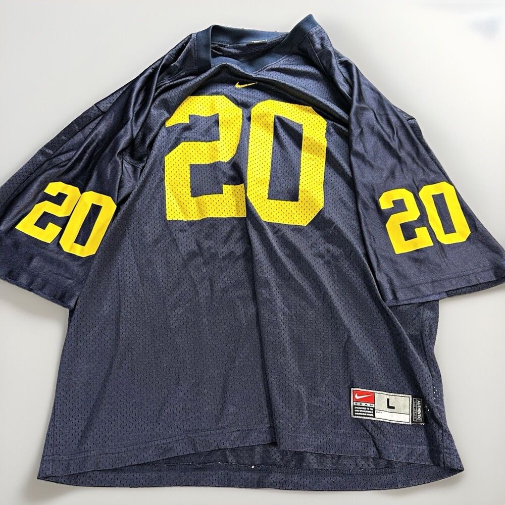 Vintage Nike Team Football Jersey Men’s L Navy Yellow #20 Mesh Made Korea Y2K